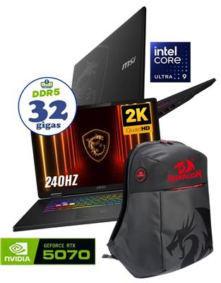 NOTEBOOK MSI CROSSHAIR 18 QHD 240HZ ULTRA 9 275HX 32GB 1TB NVME RTX 5070 W11